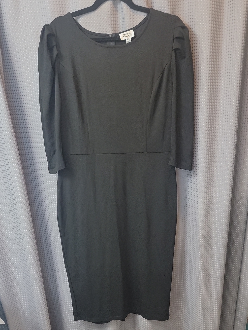 Unique Vintage Black Puff Sleeve Knit Dress Size XL / 4